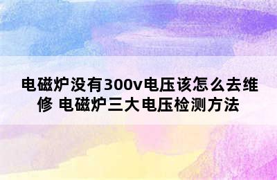 电磁炉没有300v电压该怎么去维修 电磁炉三大电压检测方法